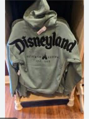 Disney Sage Green Pullover Hoodie with Black Disneyland Script
